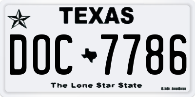 TX license plate DOC7786