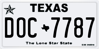 TX license plate DOC7787