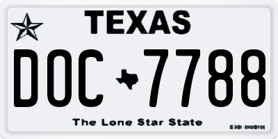 TX license plate DOC7788