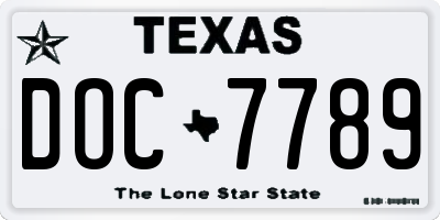TX license plate DOC7789
