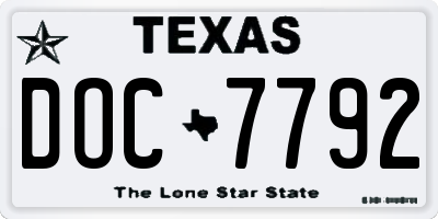 TX license plate DOC7792