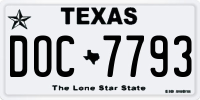 TX license plate DOC7793