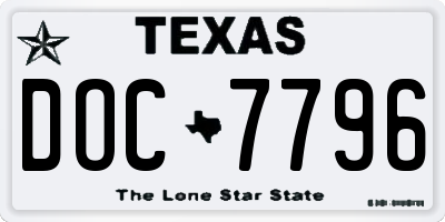 TX license plate DOC7796