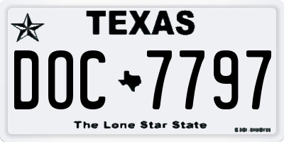 TX license plate DOC7797