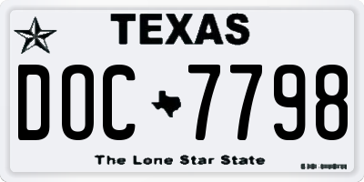 TX license plate DOC7798