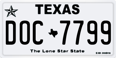 TX license plate DOC7799