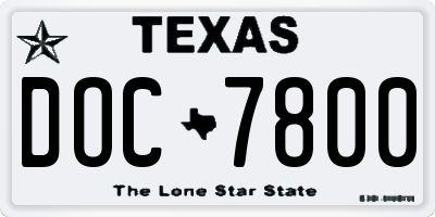 TX license plate DOC7800