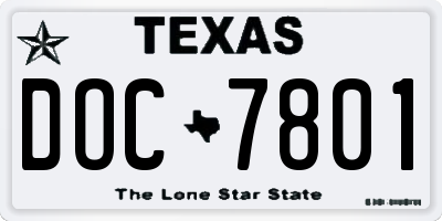 TX license plate DOC7801