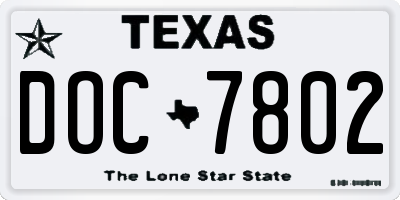 TX license plate DOC7802