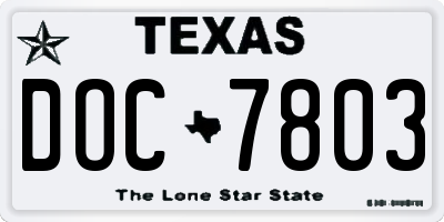 TX license plate DOC7803
