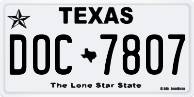 TX license plate DOC7807