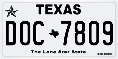 TX license plate DOC7809