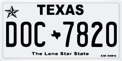 TX license plate DOC7820