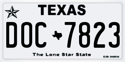 TX license plate DOC7823