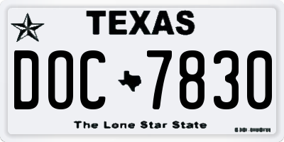 TX license plate DOC7830