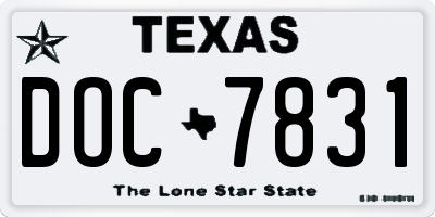 TX license plate DOC7831