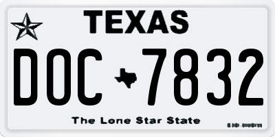 TX license plate DOC7832