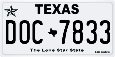 TX license plate DOC7833