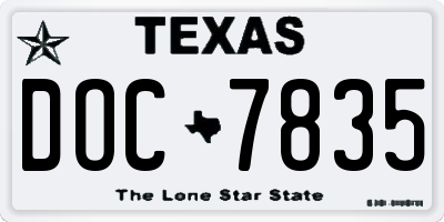 TX license plate DOC7835