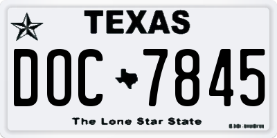 TX license plate DOC7845