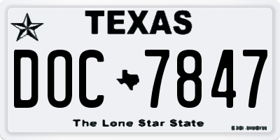 TX license plate DOC7847