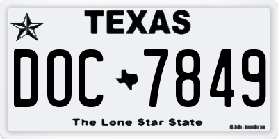 TX license plate DOC7849