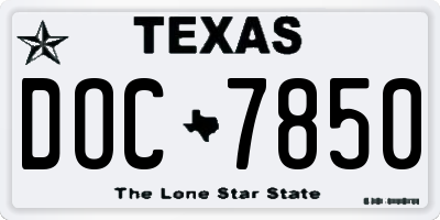 TX license plate DOC7850