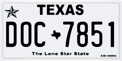 TX license plate DOC7851