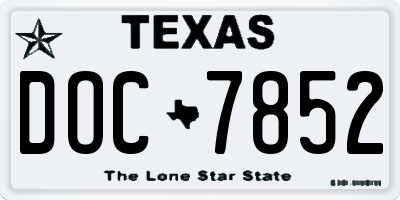 TX license plate DOC7852