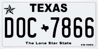 TX license plate DOC7866