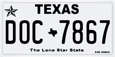 TX license plate DOC7867