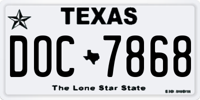 TX license plate DOC7868