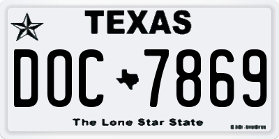 TX license plate DOC7869