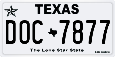 TX license plate DOC7877