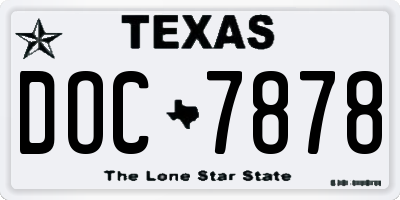 TX license plate DOC7878