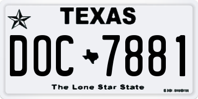 TX license plate DOC7881