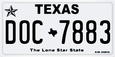 TX license plate DOC7883