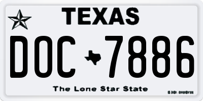 TX license plate DOC7886