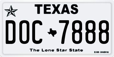 TX license plate DOC7888