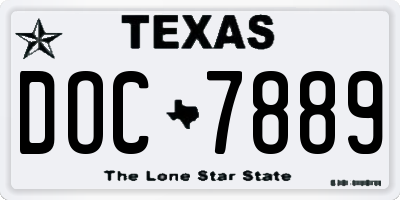 TX license plate DOC7889