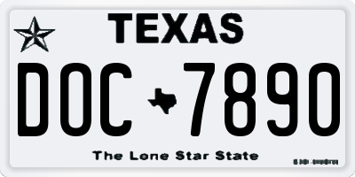 TX license plate DOC7890