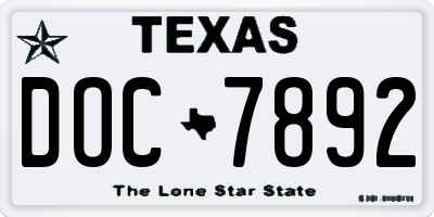 TX license plate DOC7892