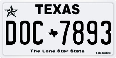 TX license plate DOC7893