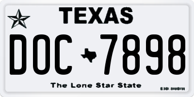 TX license plate DOC7898