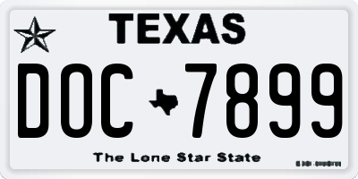 TX license plate DOC7899