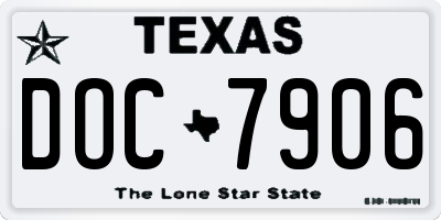 TX license plate DOC7906
