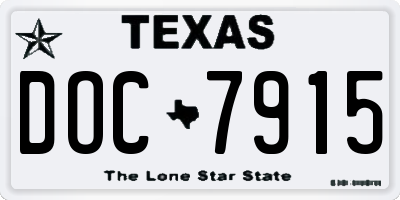 TX license plate DOC7915