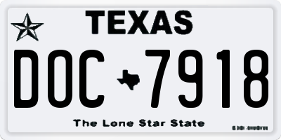 TX license plate DOC7918