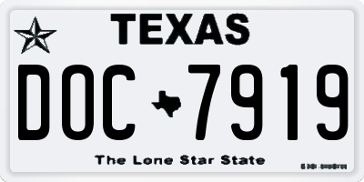 TX license plate DOC7919