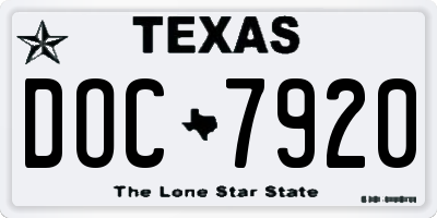 TX license plate DOC7920